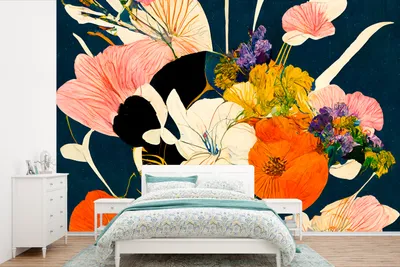 Produktbild von MuchoWow® Fototapete für Wohnzimmer oder Schlafzimmer Wandtapete Vinyl Motivtapete Blumen - Vase - Malerei - Pflanzen - 600x400 cm - Vinyltapeten