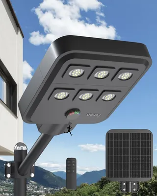 Solar-Laterne außen, 60 LEDs, 18.000 mAh, leistungsstark, Schwarz