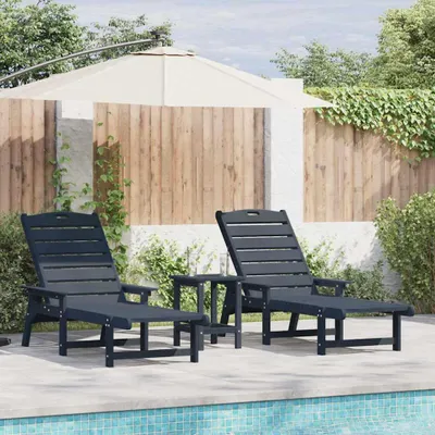 Zdjęcie produktu dla Leżak 2 pcs Granatowy 195,5 x 53 x 98,5 cm Polietylen