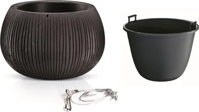 Obrázok produktu pre Závesný kvetináč s vložkou Beton Bowl DKB290WS čierny betón