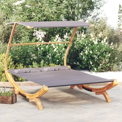 Produktbild von Möbel Sonnenliege mit Dach 165x203x138 cm Bugholz Massiv Anthrazit - Gartenliegen 313952