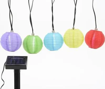 Produktbild von LED Solar Lichterkette Lampions 4,5m Nylon Bunt / Kaltweiß