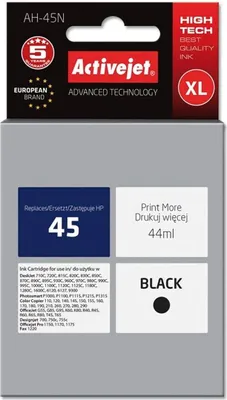 Immagine prodotto di Activejet AH-45N Ink cartridge (replacement for HP 45 51645A; Supreme; 44 ml; black)