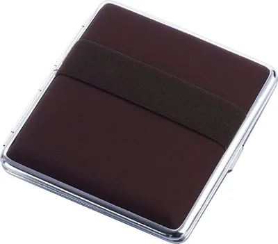 Produktbild von ZIGARETTENETUI mit Gummiband für 20 Zigaretten aus Metall Samtoptik Zigarettenbox Zigarettendose Etui Dose Box Case 55 (Braun)