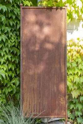 Immagine prodotto di Stele in metallo con patina rustica, schermo visivo "Uni", frangivento, parete decorativa da giardino, L 54 cm x H 163 cm