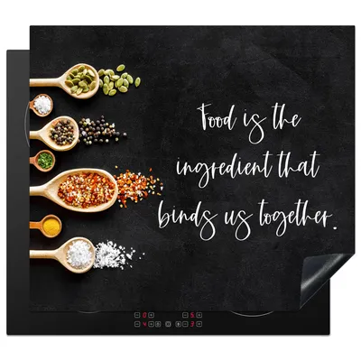 Produktbild von KitchenYeah© Herdabdeckplatte Essen ist die Zutat, die uns zusammenhält - Sprichwörter - Zitate - Essen , 59x51cm, Küche Deko, Glaskeramikkochfeld Herdabdeckung, Abdeckplatte fùr Kochfeld