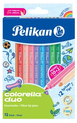 Obrázek produktu pro Pelikan Colorella Duo C407, Pokuta, 12 barva/barev, Vícebarevný, Kulatý, 12 kusů, Závěsný obal