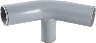 A single gray T-connector for a swimming pool.