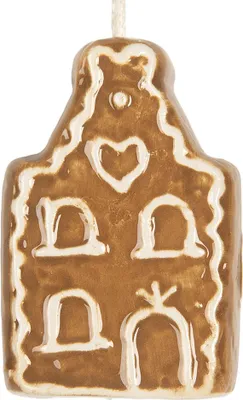 Produktbild von Clayre & Eef Weihnachtsanhänger Haus 4x4x6 cm Braun Keramik