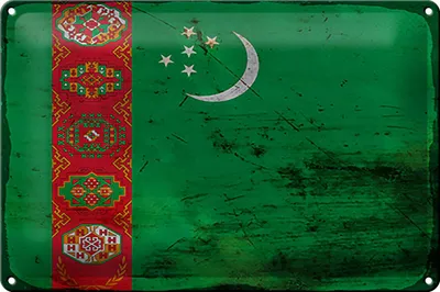 Produktbild von Blechschild Flagge Turkmenistan 30x20cm Turkmenistan Rost