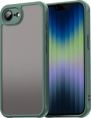 Image de Coque pour iPhone 16, dos mat translucide avec protection de l'appareil photo, étui de protection antichoc Vert