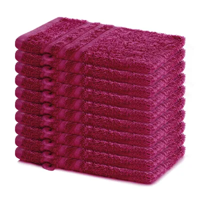 Produktbild von Lavea® 10er Set Waschhandschuh 15x21 cm – Waschhandschuhe aus 100% Baumwolle, weicher Frottee Waschlappen, – Frottierserie Elena – Bordeaux