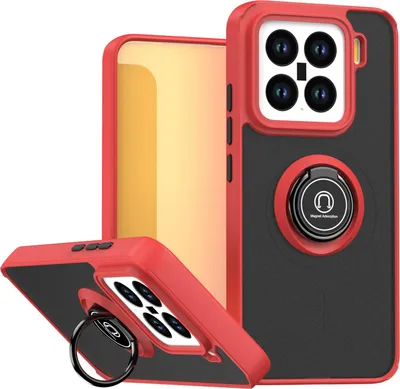 Immagine prodotto di Custodia per Xiaomi 15 custodia in TPU traslucida opaca con supporto ad anello e supporto Rosso