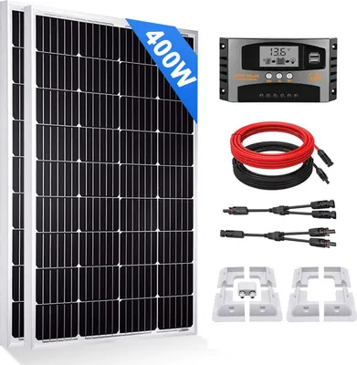 Produktbild von 400W Wohnmobil Set Solaranlage Komplettpaket 2X200W Solarpanel Solarmodul Mit Montage PV Halterung für RV Camping