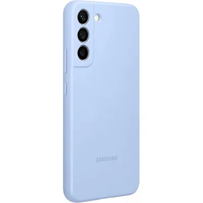 A light blue Samsung phone case is shown from a side angle against a white background.