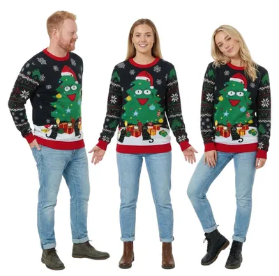 Produktbild von LED Strickpullover Weihnachten Langarm Rundhalsausschnitt Bunt L