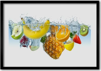 Produktbild von Bild - Bilder - Bilderrahmen - 70 cm x 50 cm - MDF-Rahmen, Wandkunst Früchte unter Wasser