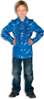 Produktbild von L310033L-152 blau Kinder Rüschenhemd Discohemd Gr.152