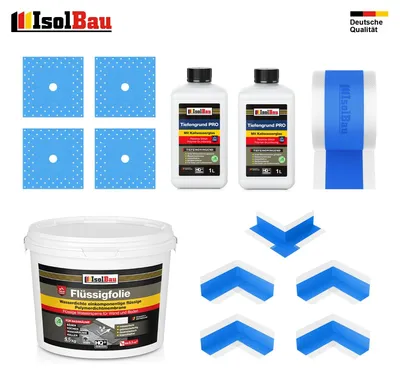 Dichtset Dusche Flüssigfolie 9,5 kg Abdichtset Dichtband Bad Set Duschelement