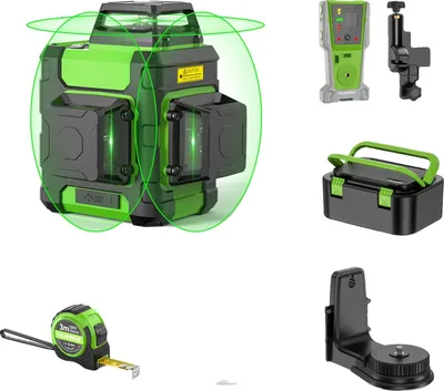 Zdjęcie produktu dla Poziomica laserowa z zieloną wiązką, projekcja 12 linii, funkcja samopoziomowania, z detektorem