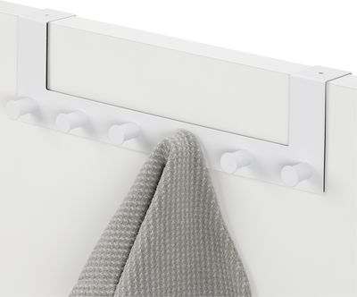 Navaris Türhaken Haken zum Einhängen - Handtuchhalter Kleiderhaken für Küche Flur Garderobe - Türgarderobe aus Edelstahl - für Türen bis 4cm - Weiß