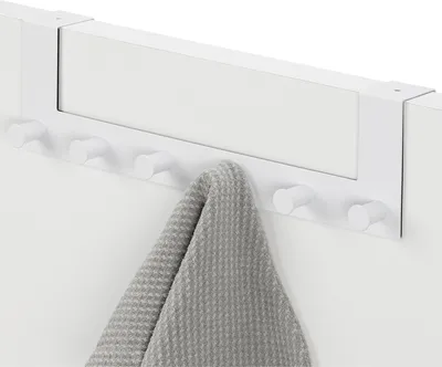 Produktbild von Navaris Türhaken Haken zum Einhängen - Handtuchhalter Kleiderhaken für Küche Flur Garderobe - Türgarderobe aus Edelstahl - für Türen bis 4cm - Weiß