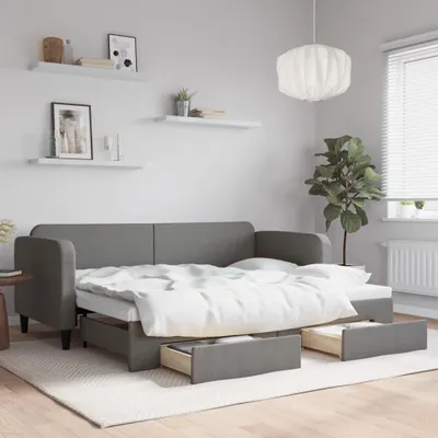 Obrázok produktu pre vidaXL Rozkladacia posteľ so zásuvkami Tmavo šedá 80x200 cm Látka