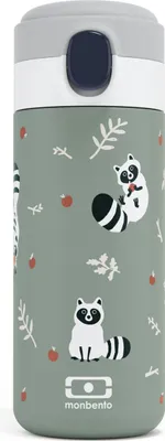 Produktbild von MONBENTO Kinder Trinkflasche POP Waschbär Grün 360ml Edelstahl Isotherm