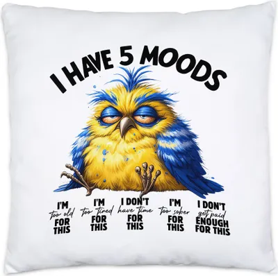 Produktbild von I Have 5 Moods Grumpy Vogel Kissen Inkl. Füllung Lustig Geschenkidee für Morgenmuffel