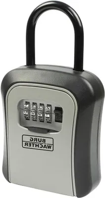 Produktbild von Famanu Schlüsselbox mit abnehmbarer Halterung und 4-stelligem Code - Wandmontage - Für Innen und Außen - Sicher - Schlüssel Safe 50 SB Schwarz/Grau