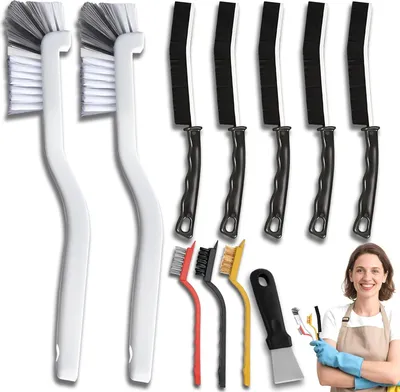 Produktbild von Eckenreinigungsbürste Set, Hartborsten Fugenbürste, Spaltreinigungsbürste Reinigungsbürste für Fliesenböden, Küche, Bad, Ecke, Fenster, Fahrzeug, Toilette, Crevice Cleaning Brush