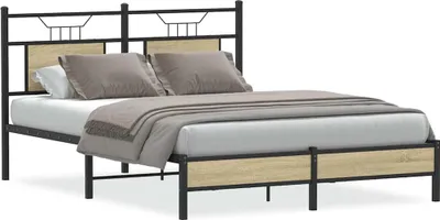 Produktbild von vidaXL Bettgestell ohne Matratze Sonoma-Eiche 140x200 cm Holzwerkstoff