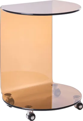 Zdjęcie produktu dla BELIANI Stolik pomocniczy szkło hartowane brązowy 57 x 45 cm na kółkach styl minimalistyczny skandynawski salon