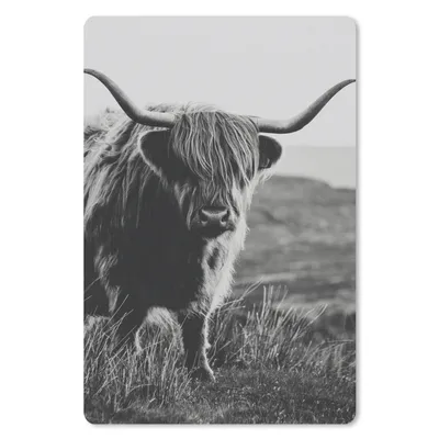 Produktbild von MuchoWow® Mauspad Mousepad Schottischer Hochlandbewohner - Natur - Kühe - Tiere - Schwarz und weiß 18x27 cm - Mousepads - Maus Mat - Pad - Mausunterlage