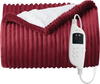 Immagine prodotto di Unyqoos® Coperta riscaldante elettrica – 130 x 180 cm, piccola e adatta per il letto e l'ufficio, si riscalda rapidamente, 8 livelli di riscaldamento, 9 impostazioni di tempo, spegnimento automatico dopo 9 ore, in flanella/sherpa, lavabile
