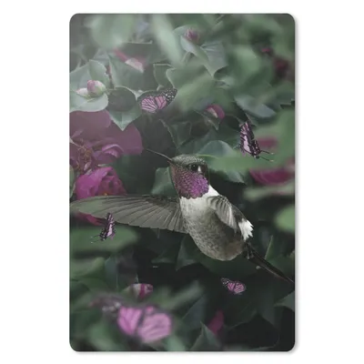 Produktbild von MuchoWow® Mauspad Mousepad Kolibri - Lila - Rosen 18x27 cm - Mousepads - Maus Mat - Pad - Mausunterlage