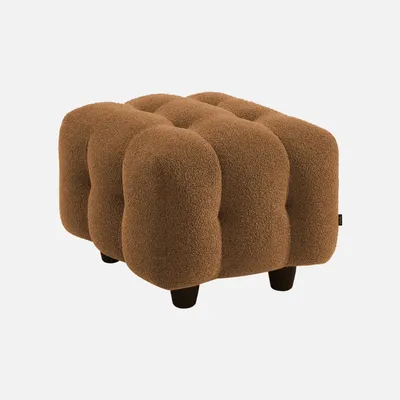 Produktbild von sweeek - Sitzhocker Fußhocker mit strukturiertem Bouclébezug für 2-Sitzer Sofa Leon  - Senfgelb