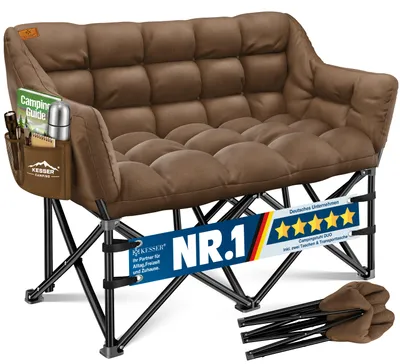 Image de KESSER® Canapé de camping pliable, 2 places - 300 kg, chaise de camping large et rembourrée