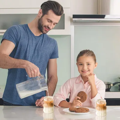 Produktbild von 530 ml Bubbelgläser mit Strohhalm - 4 Stück Gerippte Trinkgläser