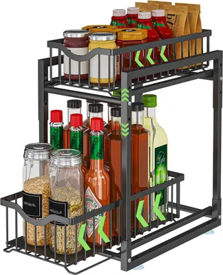 Image de Étagère sous l'évier, 2 niveaux, tiroir coulissant, pour cuisine