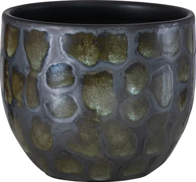 Produktbild von Dehner Übertopf Neyla, handgefertigter Indoor Blumentopf, Ø außen 15 cm / innen 13.4 cm, Höhe 13 cm, Keramik, braun