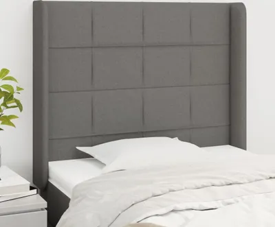 Produktbild von "Rabatt" Bettkopfteil modern - Kopfteil für Bett - mit Ohren Dunkelgrau 93x16x118/128 cm Stoff - Kopfteile CC4433