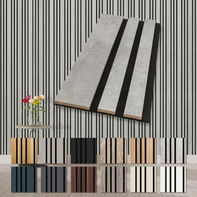 Produktbild von HEXIM Akustikpaneele Holz Musterstück Mila - flexible Wandpaneele Wanddeko Holzpaneele Wand Kombipaneel Wandverkleidung innen Schalldämmung Akustikfilz grau Chicago Concrete