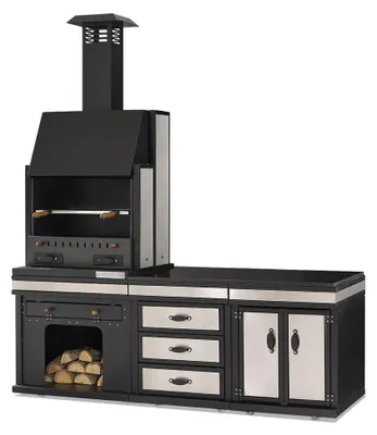 Image de Cuisine d'extérieur moderne en acier inoxydable noir