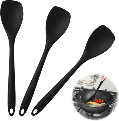 Produktbild von Kochlöffel Silikon 27.5 cm, 3-teilig, hitzebeständig bis 210 °C, für Antihaftpfannen