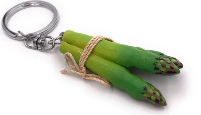 Immagine prodotto di Onwomania portachiavi in legno ciondolo ciondolo asparago verde vegetale cibo