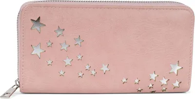 Produktbild von Damen Portemonnaie mit Metallic Stern Cut-Outs, Reißverschluss, Geldbörse 02040115, Farbe:Altrose