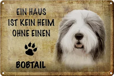Produktbild von Blechschild Spruch 30x20cm Bobtail Hund ohne kein Heim