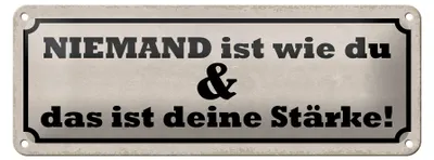 Produktbild von Blechschild Spruch 27x10cm niemand ist wie du deine Stärke Dekoration