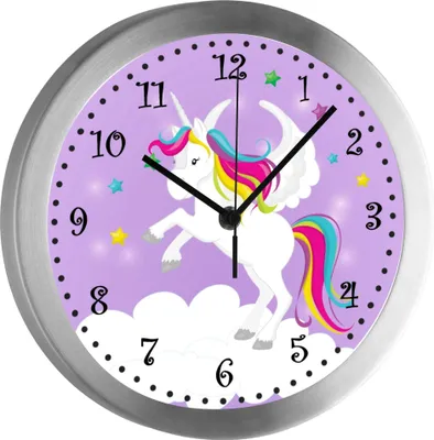 Produktbild von Funkuhr, Kinder Wanduhr, Kinderuhr, Kinderzimmer Pegasus lila